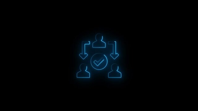 glowing neon line Connected Profiles icon animation.Network marketing, business partnership, referral program strategy.