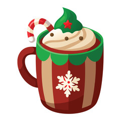 Christmas hot cocoa isolated on white background