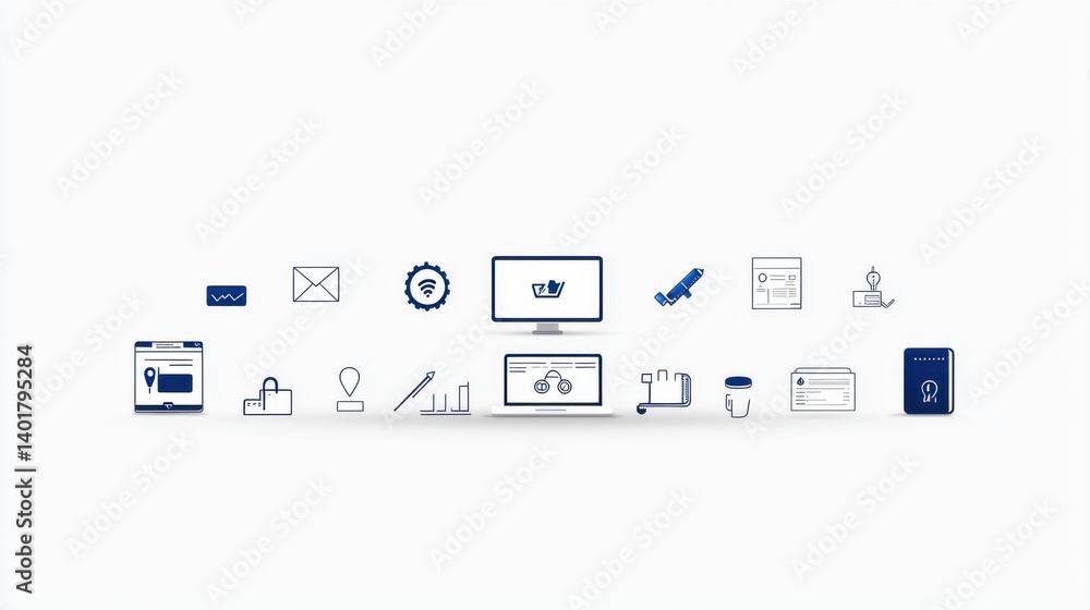 Aufkleber a collection of minimalist thin line icons representing various financial accounting and tax related