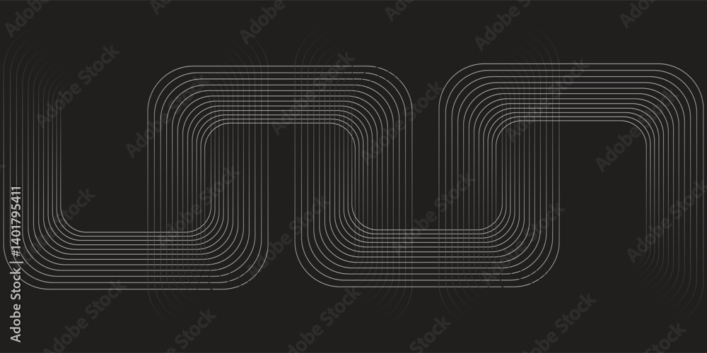 Poster abstract black background with blue glowing diagonal geometric lines. modern shiny white rounded rec