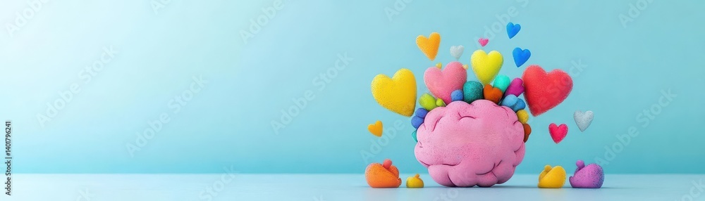 Poster charming pink toy with heart shaped decorations emanating from it creating a whimsical and playful a