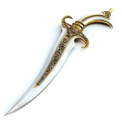 A decorative dagger with intricate designs and an elegant blade. isolated on white background