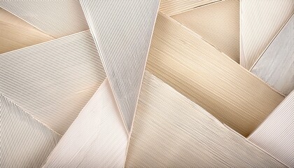 白からベージュのグラデーションを基調に、三角形の幾何学ラインとメッシュパターンが重なり合うデザイン。上品で洗練された印象を与える背景


