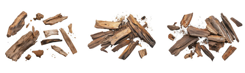 agarwood chips set, isolated on transparent background