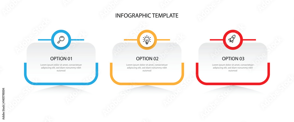 Aufkleber Design template infographic vector element with 3 step and icons