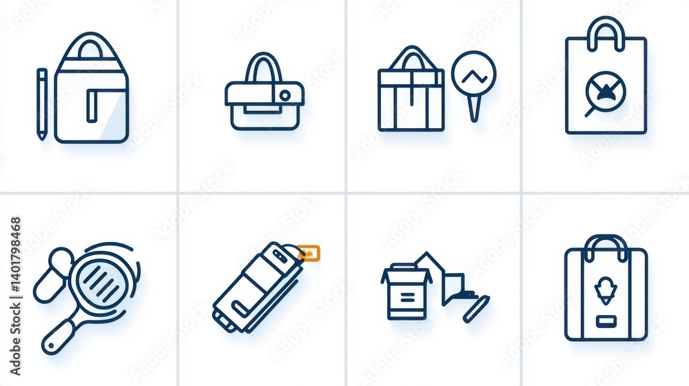 Poster a set of minimalist vector style thin line icons representing various job perks and workplace benefi