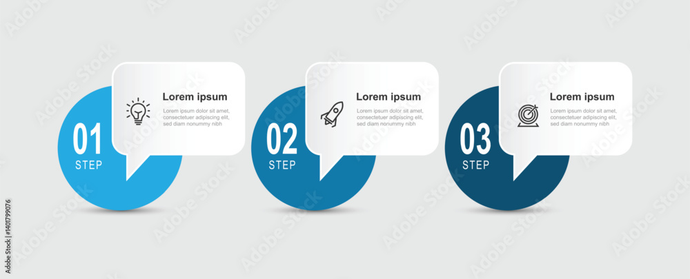 Aufkleber Design template infographic vector element with 3 step and icons