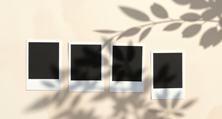 Blank-Polaroid-Photos-Leaf-Shadows-Beige-Background