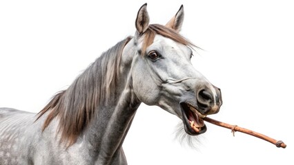 Naklejka premium Brazilian Landscape, Grey Horse, 100 Reais, Stick in Mouth - Stunning Equestrian Photography