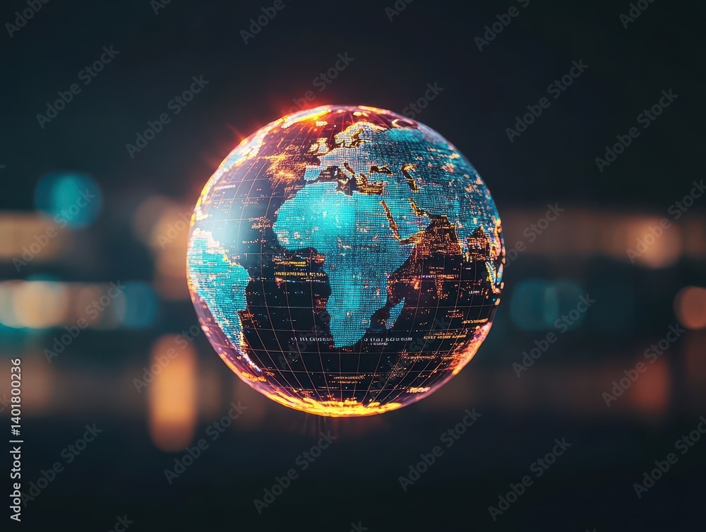 Poster a radiant globe illuminating the earth surrounded by a soft ethereal light creating a mystical atmos