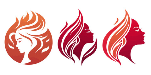 Fire-Hair_Woman_Silhouette_Flame_Beauty_Salon_Logo