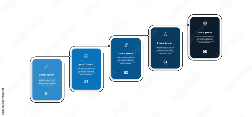 Poster 5 step columns infographic template. Vector timeline with line growth concept can be used for workflow, business information and presentation 
