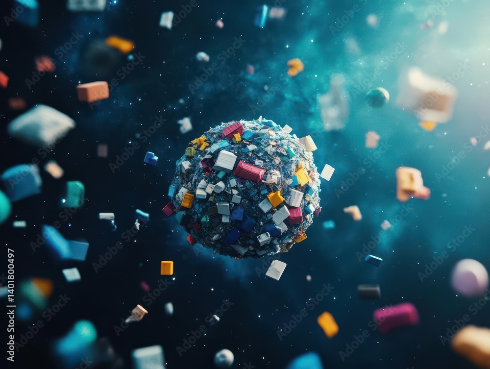 Poster vibrant floating sphere of colorful building blocks captivating the imagination with its playful des