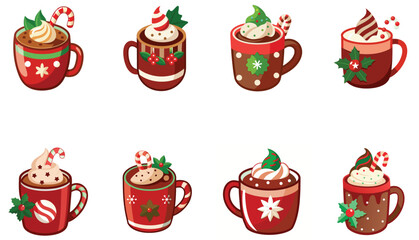 set of Christmas hot cocoas