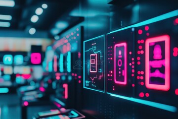 Fototapeta premium Vibrant Abstract Blurred Background Illustrating Digital Technology Concept with Soft Hues and Dynamic Patterns Evoking Innovation and Modernity
