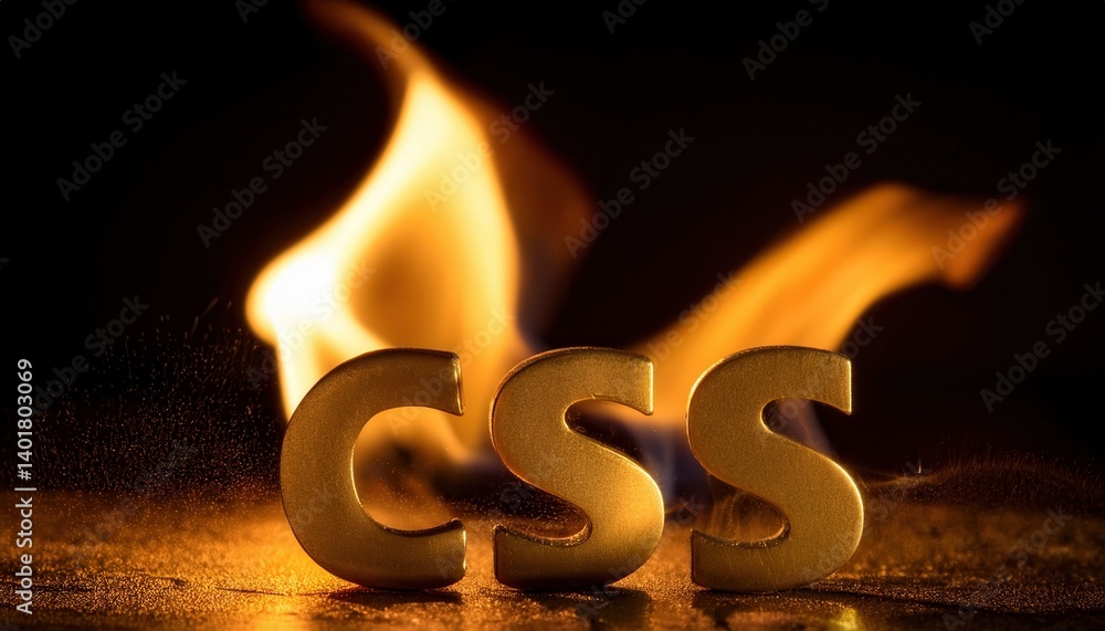 Poster Burning Letters Representing CSS in Digital Design