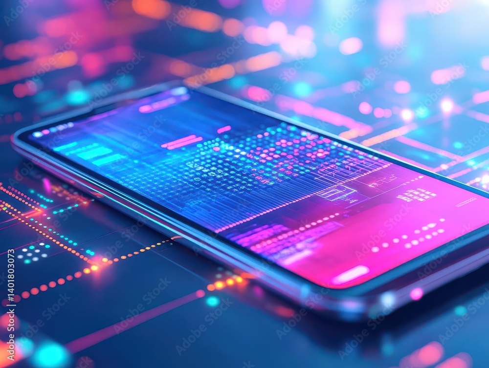 Poster close up of a modern smartphone showcasing intricate circuit design highlighting technology innovati