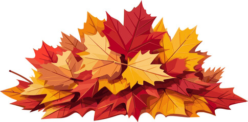 Fototapeta premium Vector Illustration of a Colorful Pile of Autumn Leaves. Red, Yellow, and Orange Maple Foliage