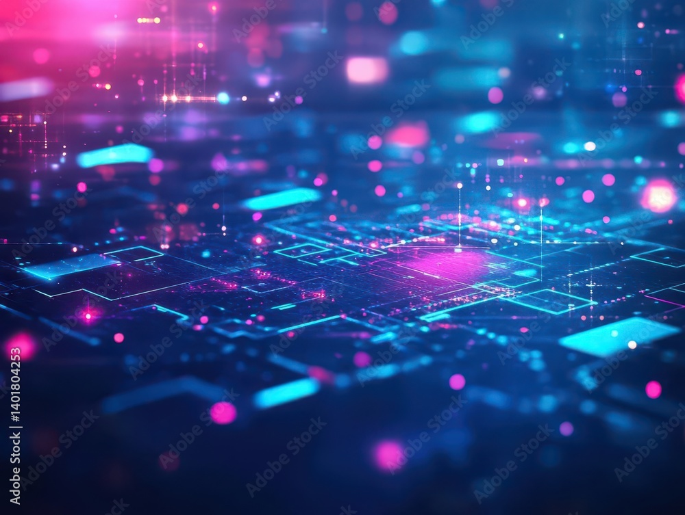 Poster futuristic abstract technology background featuring glowing lights and dynamic lines evoking innovat