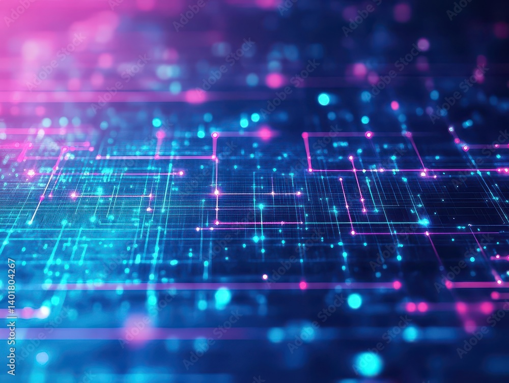 Poster futuristic abstract technology background featuring radiant glowing lines and dots creating a dynami