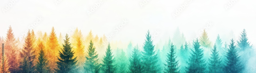 Poster lush green forest with towering trees and sunlight filtering through leaves creating a peaceful and 