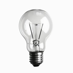 A clear light bulb showcasing its filament, designed for illumination. isolated on white background