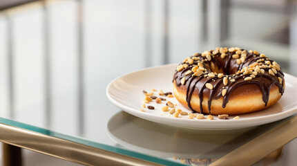 donuts with chocolate topping sprinkled with nuts