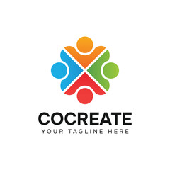 Fototapeta premium Cocreate Abstract Collaborative People Logo Design