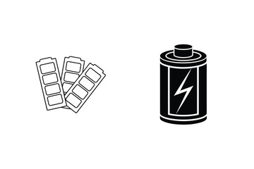 Battery Power Illustration With Labels Blank For Customization Minimalist Black And White