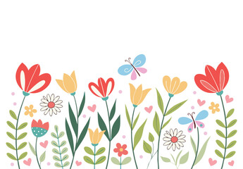 Beautiful Flowers Green Stem Leaves White Background

