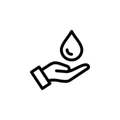 Hand holding water drop icon. Suitable for water conservation, save water, hygiene, health, nature, and environmental