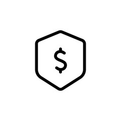Dollar sign in shield icon. financial security, investment protection, money management, and wealth preservation