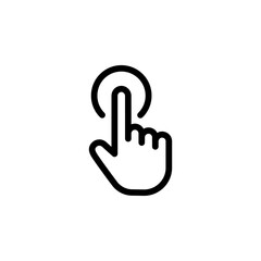 Hand with index finger touching or pressing a button. Ideal for web design, mobile apps, user interface elements