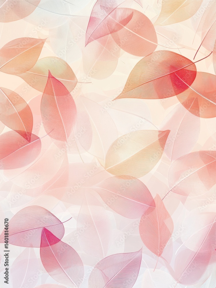 Aufkleber pastel leaf pattern with soft natural background capturing organic curves and delicate hues for a se