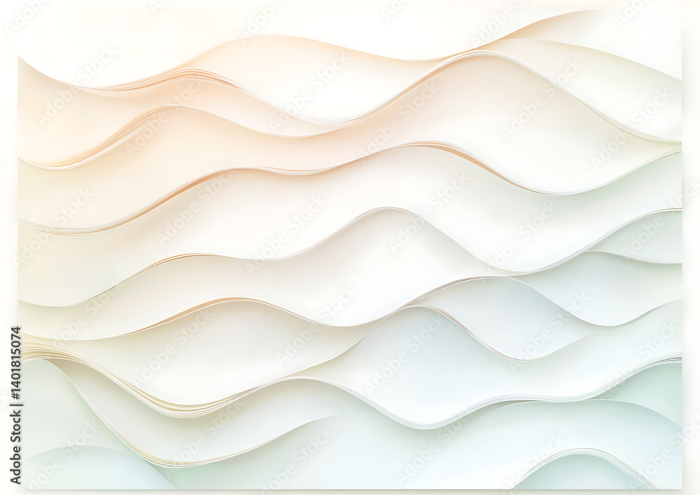 Aufkleber abstract paper waves creative studio digital art soft tones close-up view flowing forms for artistic