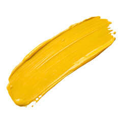 yellow paint stroke on transparent background