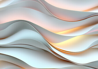 Obraz premium Abstract paper waves creative studio digital art soft tones close-up view flowing forms for artistic inspiration 