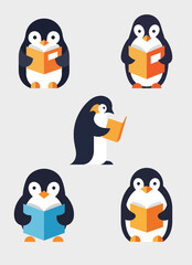 Penguin Learning and Education Vector Set