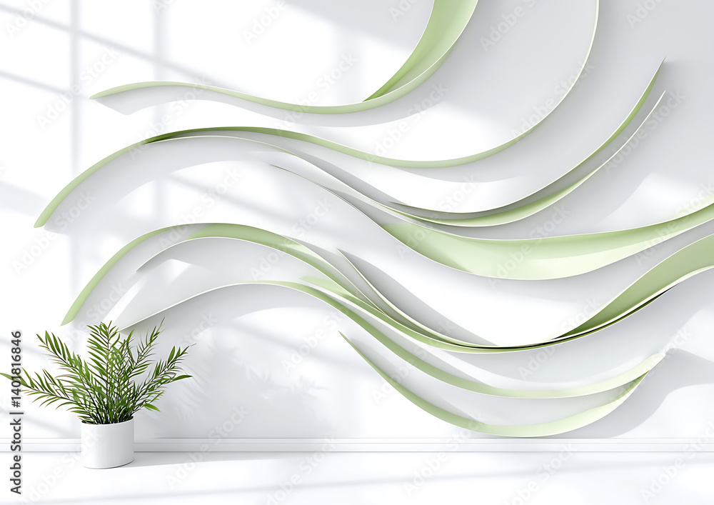 Aufkleber abstract paper waves creative studio digital art soft tones close-up view flowing forms for artistic