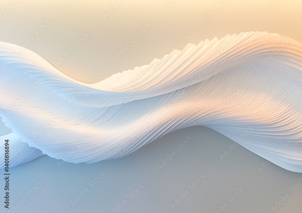 Poster abstract paper waves creative studio digital art soft tones close-up view flowing forms for artistic