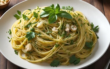 Alio e olio pasta, Italian cuisine, food, meals, spaghetti, banner texture advertising poster