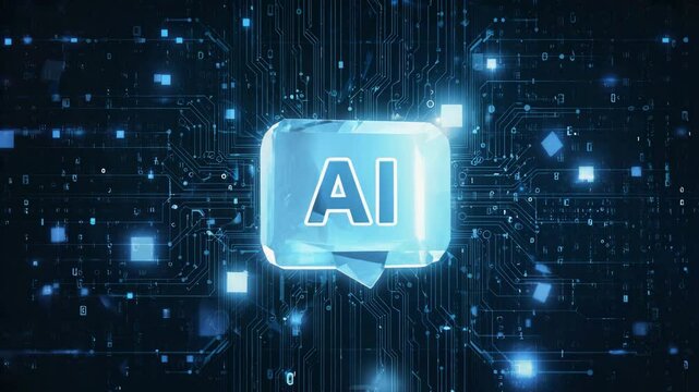 AI Chip Symbol with Futuristic Circuit Background