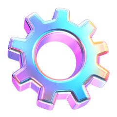 holographic gear wheel on transparent background.