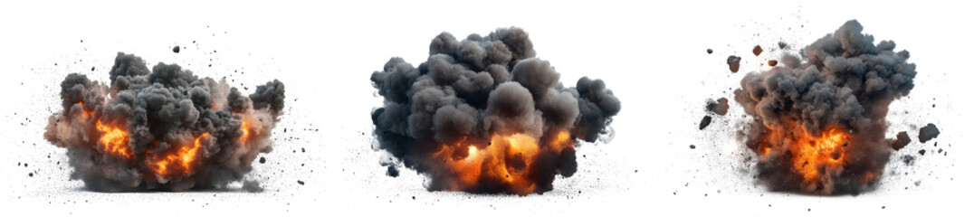 explosion blast set, isolated on white background