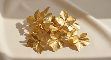 Elegance reflected in a golden leaf arrangement, displaying its gilded textures