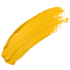 yellow paint stroke on transparent background