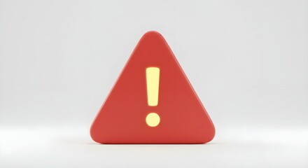 Red warning triangle with exclamation mark on white background representing danger and caution