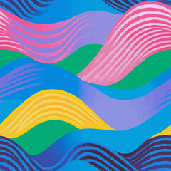A seamless pattern collection featuring abstract shapes, playful characters, landscapes, houses, robots, nature, and bold graphic forms in modern, colorful, and artistic styles.