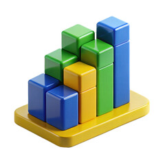 Obraz premium Colorful Three Dimensional Block Chart Displaying Growth and Progress On Transparent Background