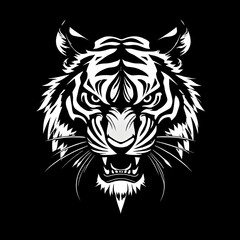 Fototapeta premium Black and White Tiger Head Vector